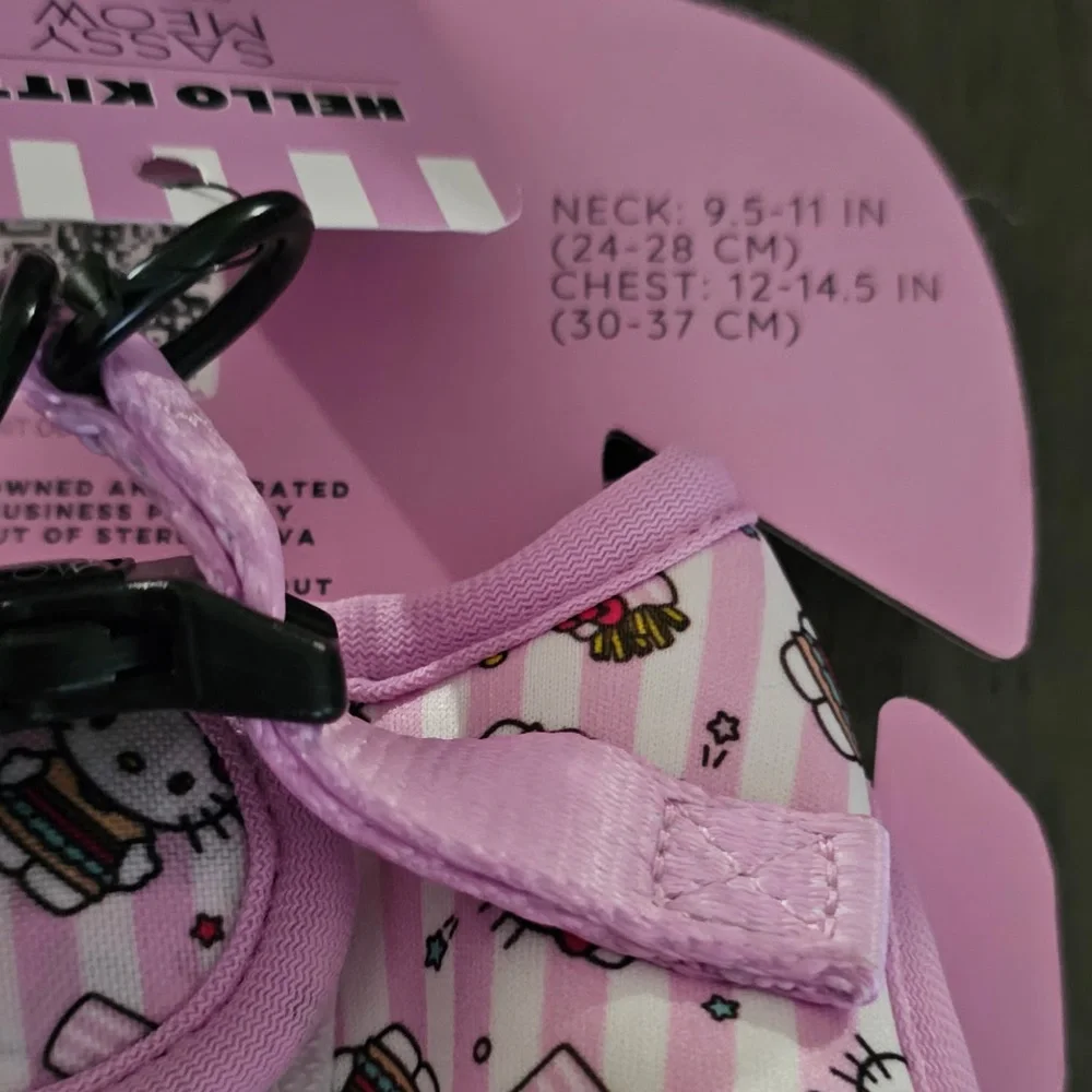 Sassy Meow Hello Kitty Pink Stripe Step-in Harness and Matching Leash (XS)